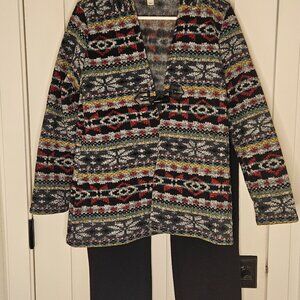 Unity World Wear Fall/Winter Aztec Tribal Sweater Jacket - Women's Size Medium